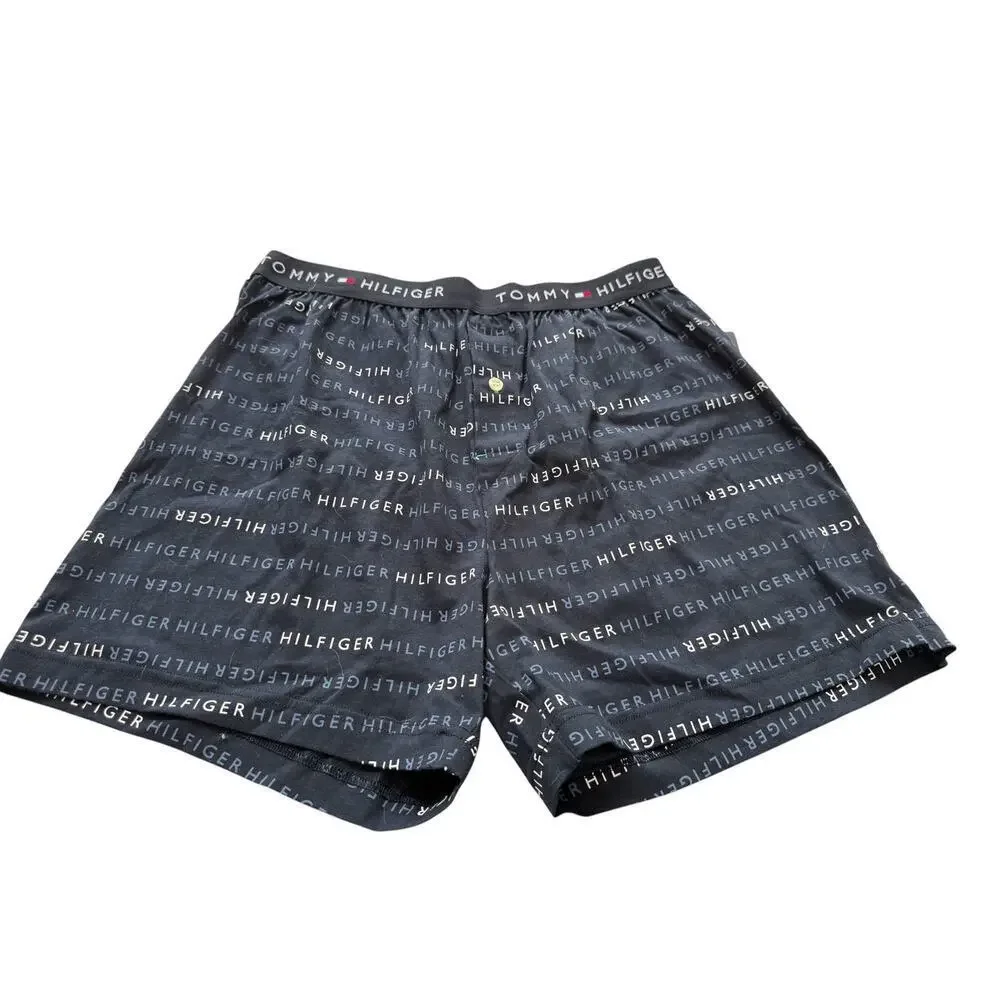 Tommy Hilfiger Men's Lead Jersey-Knit Logo-Print Cotton Boxers Underwear Size M